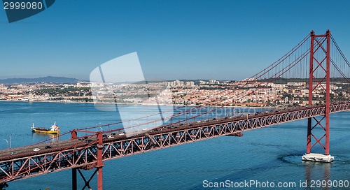 Image of 25 de Abril Cable-stayed Bridge over Tagus River