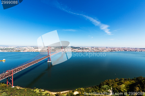 Image of 25 de Abril Cable-stayed Bridge over Tagus River