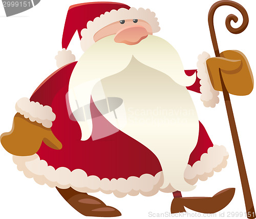 Image of santa claus with cane cartoon