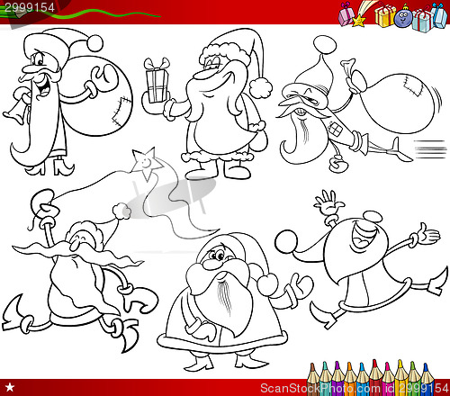 Image of christmas themes santa coloring page