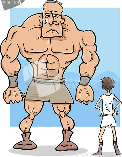 Image of david and goliath cartoon illustration