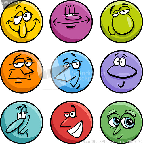 Image of characters faces cartoon illustration set