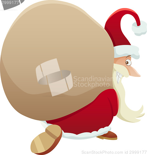 Image of santa with sack cartoon illustration