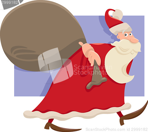 Image of santa with sack cartoon illustration