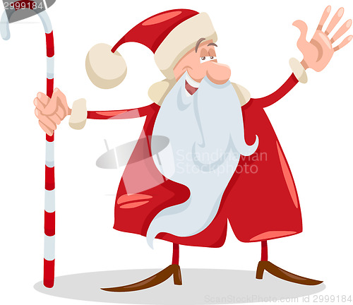 Image of santa claus with cane cartoon