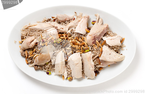 Image of Lebanese chicken spiced rice from above