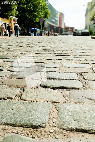 Image of Stone road on Professor Baranov street.Kaliningrad