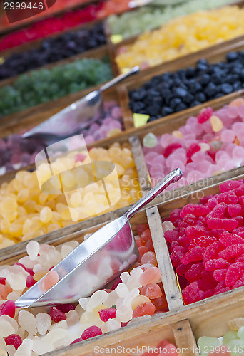 Image of Colorful Jellies on a Market Stand