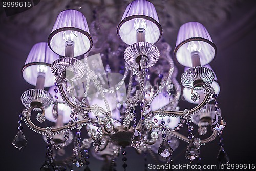 Image of crystal Chandelier with lampshade