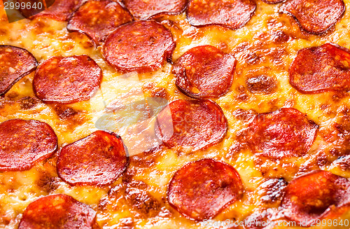 Image of Pepperoni pizza closeup