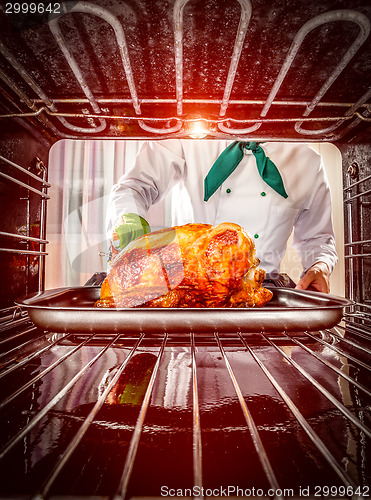 Image of Cooking chicken in the oven.