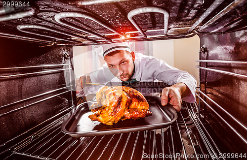 Image of Cooking chicken in the oven.