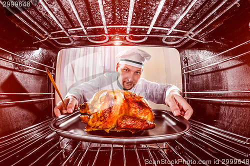 Image of Cooking chicken in the oven.