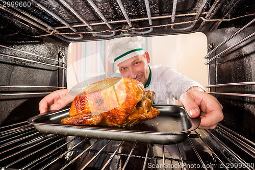 Image of Cooking chicken in the oven.