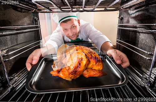 Image of Cooking chicken in the oven.