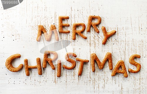 Image of Gingerbread words Merry Christmas