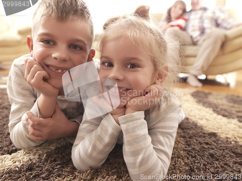 Image of happy young family at home