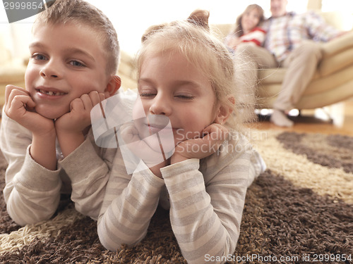 Image of happy young family at home