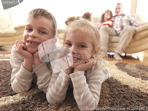 Image of happy young family at home