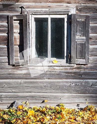 Image of Old wooden wall with a window 