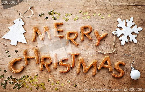 Image of Gingerbread words Merry Christmas