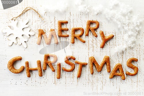 Image of Gingerbread words Merry Christmas