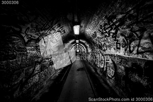 Image of Dark undergorund passage with light