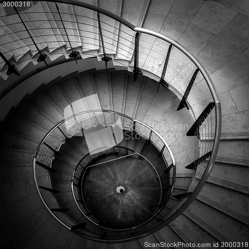 Image of Upside view of a spiral staircase