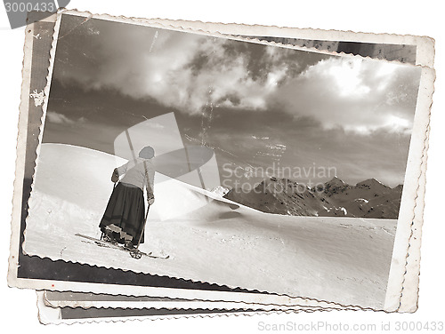 Image of Vintage photos women on skis