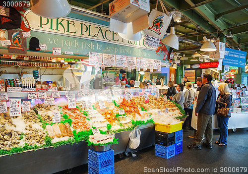 Image of Stand at famous Pike Place market in Seattle