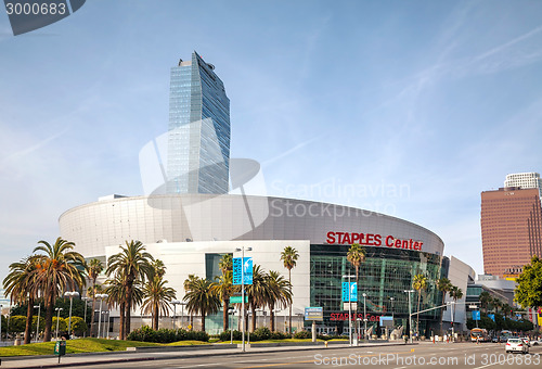 Image of Staples Center in downtown Los Angeles, CA