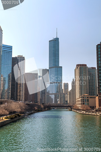 Image of Trump International Hotel and Tower in Chicago, IL in morning