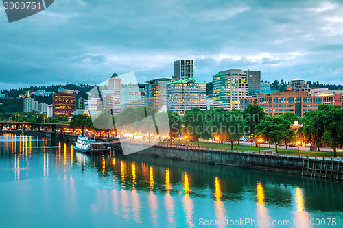 Image of Downtown Portland cityscape at the night time