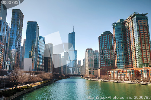 Image of Trump International Hotel and Tower in Chicago, IL in morning