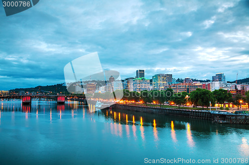 Image of Downtown Portland cityscape at the night time