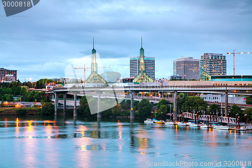 Image of Downtown Portland cityscape at the night time