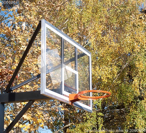 Image of basketball board in autumn