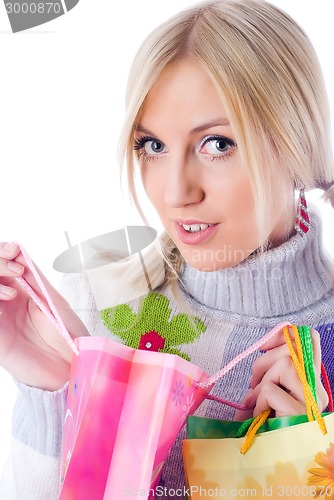 Image of Pretty girl with shopping bags