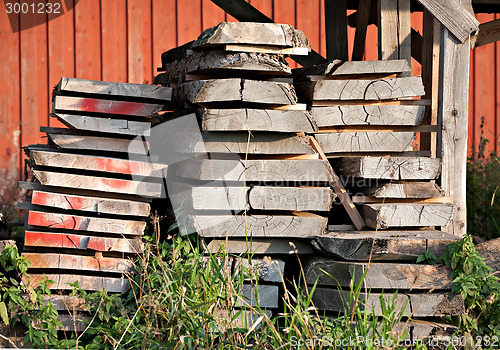 Image of pile of wooden boards 