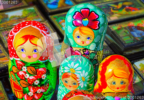 Image of Traditional Russian toys for children - nested doll dolls.