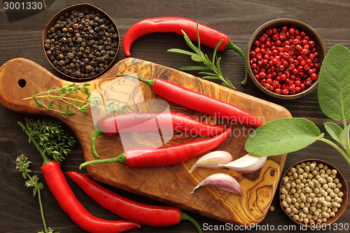 Image of Peppers and herbs