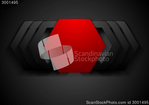 Image of Red and black hexagon shapes logo