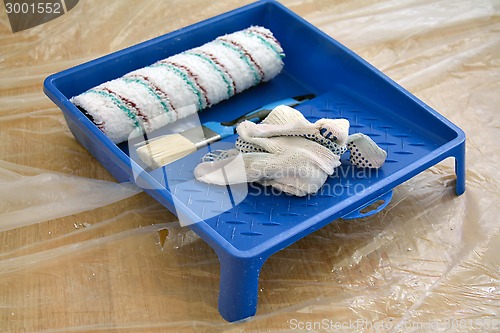 Image of Paint tray and a roller