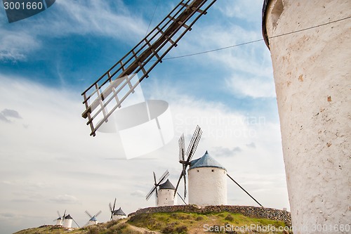 Image of Vintage windmills in La Mancha.