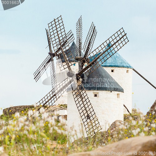 Image of Vintage windmills in La Mancha.