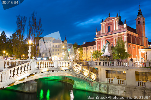 Image of Preseren square, Ljubljana, capital of Slovenia.