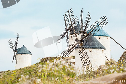 Image of Vintage windmills in La Mancha.