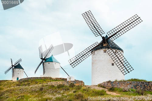 Image of Vintage windmills in La Mancha.