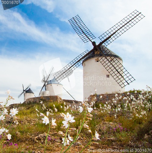 Image of Vintage windmills in La Mancha.