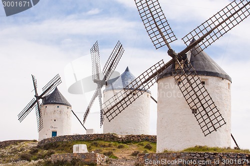 Image of Vintage windmills in La Mancha.